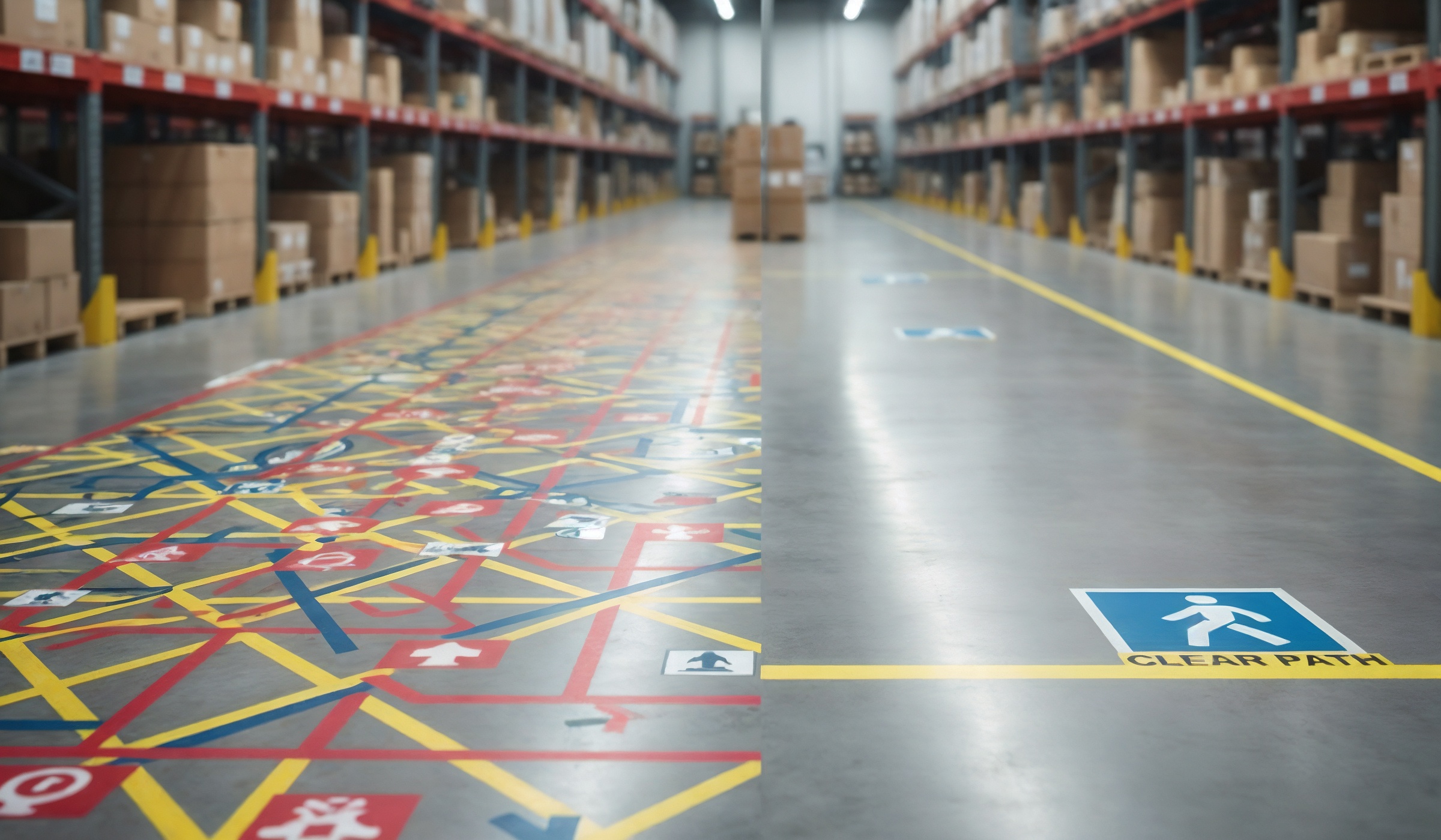 Marquage au sol personnalisé dans un environnement industriel