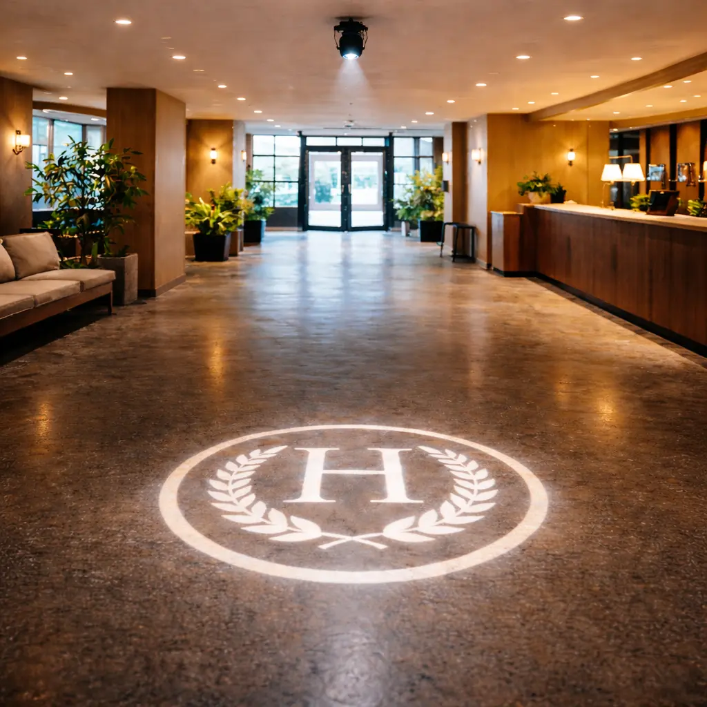 Projection GOBO logo sur sol
