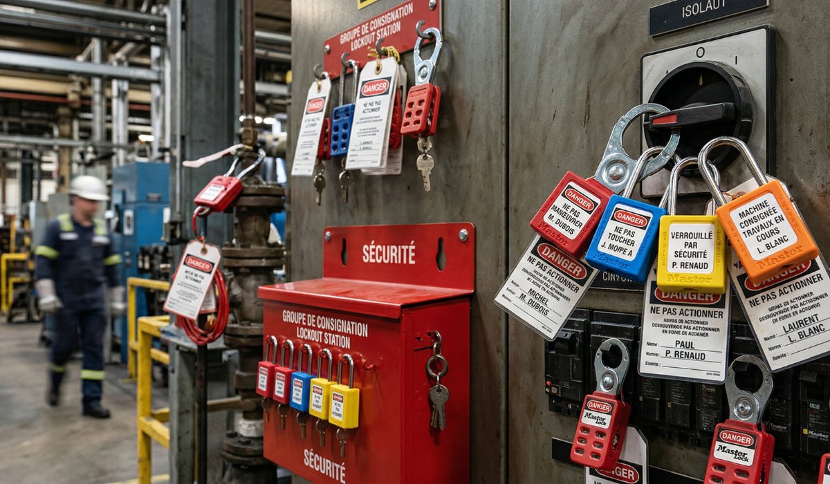 Équipements de consignation LOTO : cadenas de sécurité, étiquettes de condamnation et dispositifs de verrouillage
